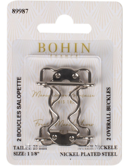 Fermagli speciali per salopette 25 mm argento Bohin