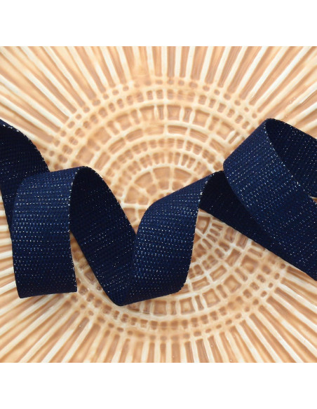Cinghia in poliestere lurex effetto cotone - Blu marino e argento