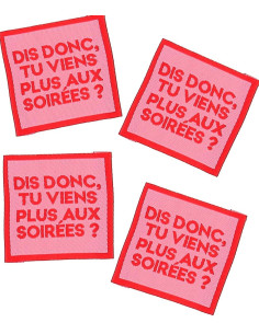 Set di 4 etichette da cucire - Allora, non vieni più alle feste?