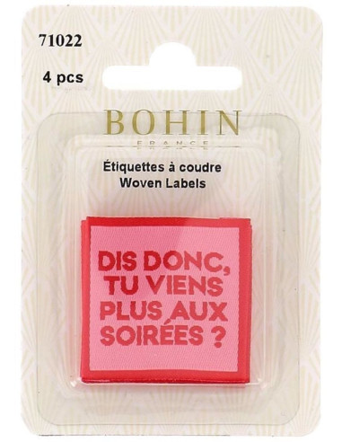 Set di 4 etichette da cucire - Allora, non vieni più alle feste?