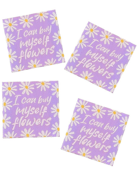 Set di 4 etichette da cucire - I can buy myself flowers