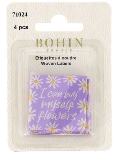 Set di 4 etichette da cucire - I can buy myself flowers