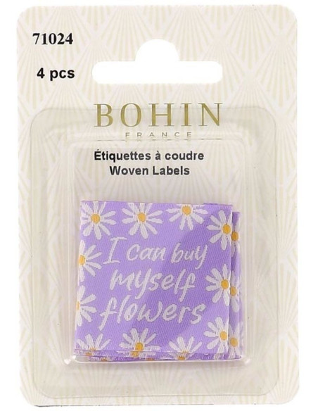 Set di 4 etichette da cucire - I can buy myself flowers