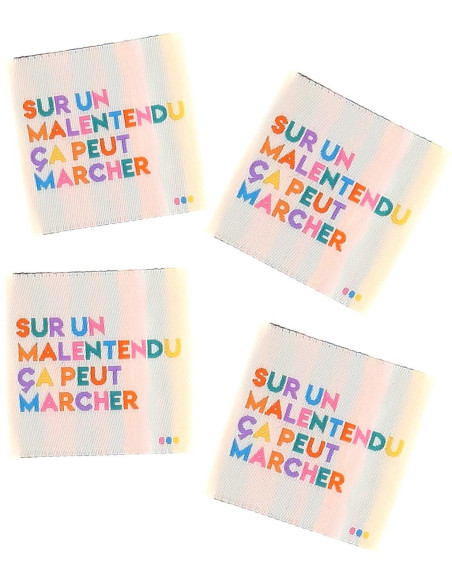 Set di 4 etichette da cucire - Su un malinteso potrebbe funzionare
