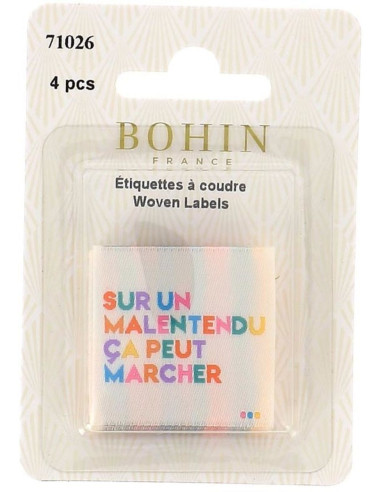Set di 4 etichette da cucire - Su un malinteso potrebbe funzionare