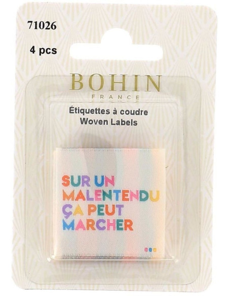 Set di 4 etichette da cucire - Su un malinteso potrebbe funzionare