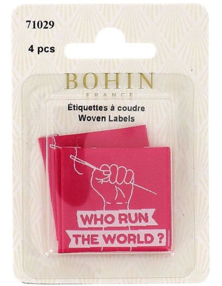 Set di 4 etichette da cucire - Chi comanda il mondo?