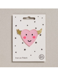 Toppa termoadesiva - Cuore rosa alato