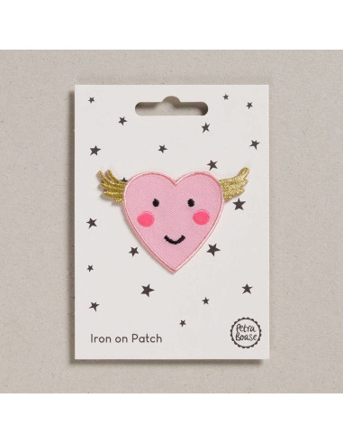 Toppa termoadesiva - Cuore rosa alato