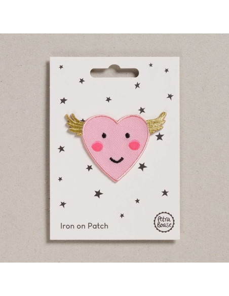 Toppa termoadesiva - Cuore rosa alato