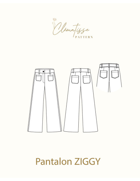 Modello di pantaloni Ziggy - Clématisse Pattern