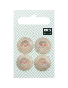 Carta di 4 bottoni effetto corno - Beige 17 mm