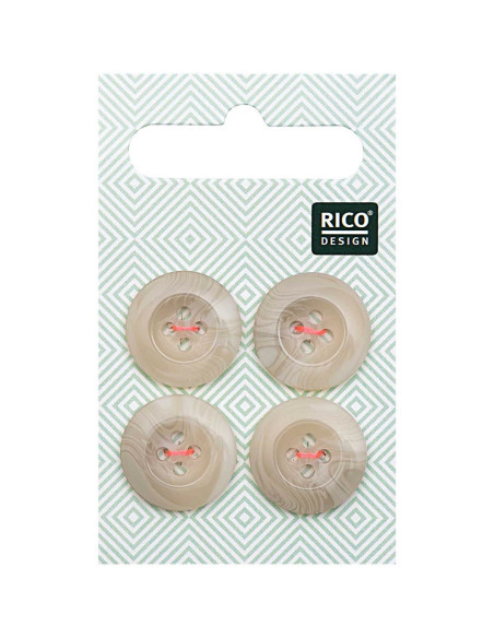 Carta di 4 bottoni effetto corno - Beige 17 mm