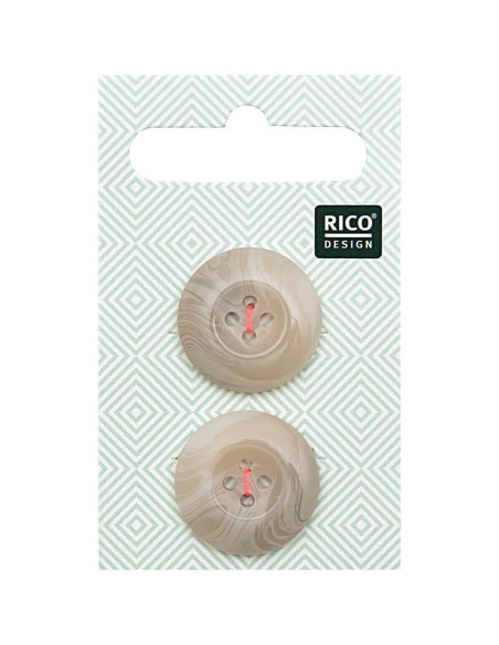 Carta di 2 bottoni effetto corno - Beige 22 mm
