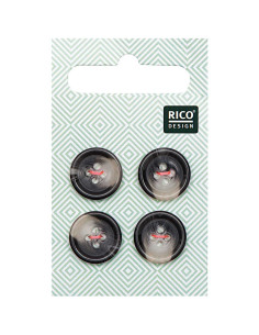 Carta di 4 bottoni effetto corno - Grigio 15 mm