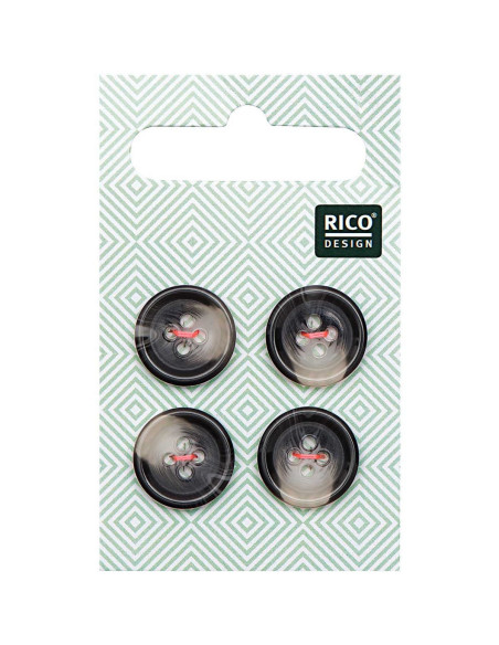 Carta di 4 bottoni effetto corno - Grigio 15 mm