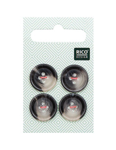 Carta di 4 bottoni effetto corno - Grigio 17 mm
