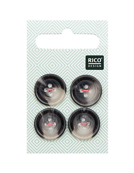 Carta di 4 bottoni effetto corno - Grigio 17 mm