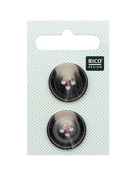 Carta di 2 bottoni effetto corno - Grigio 22 mm