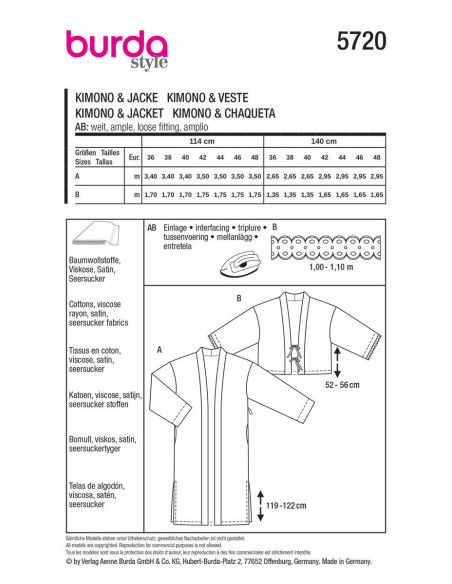 Modello di giacca - Burda 5720