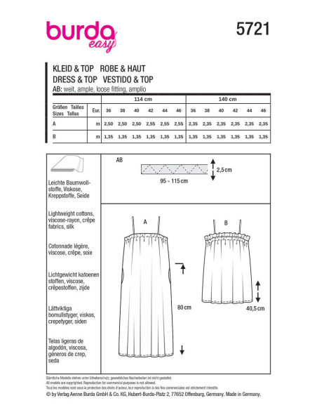 Modello di abito e top - Burda 5721