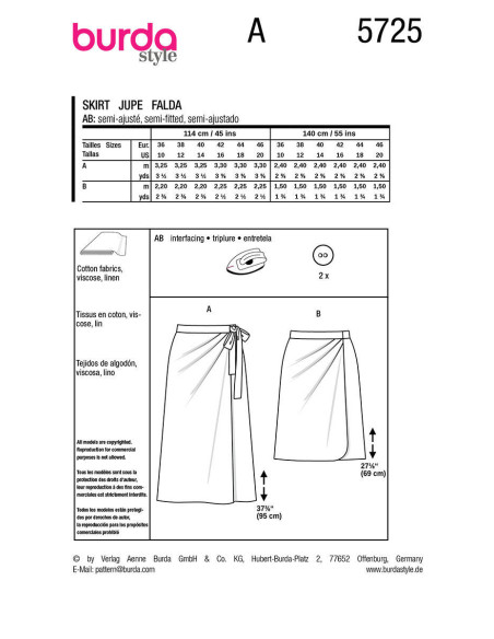 Modello di gonna - Burda 5725