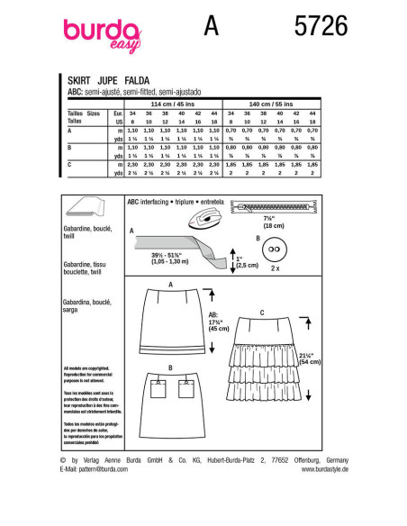 Modello di gonna - Burda 5726