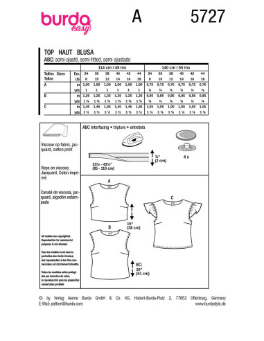 Modello di top - Burda 5727