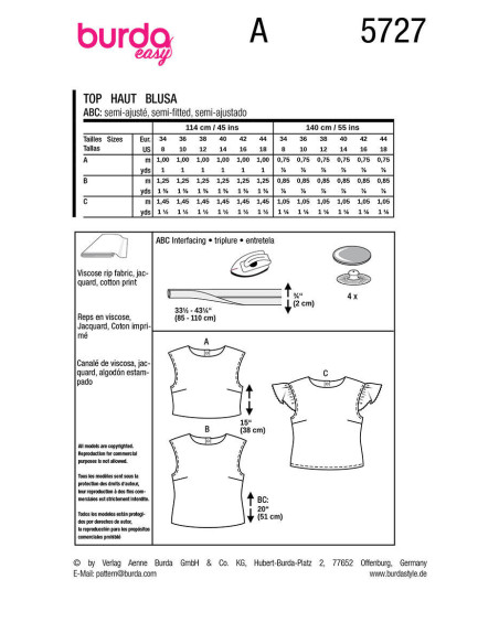 Modello di top - Burda 5727