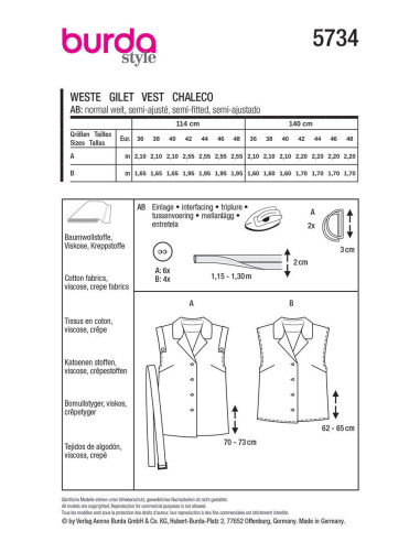 Modello di gilet - Burda 5734