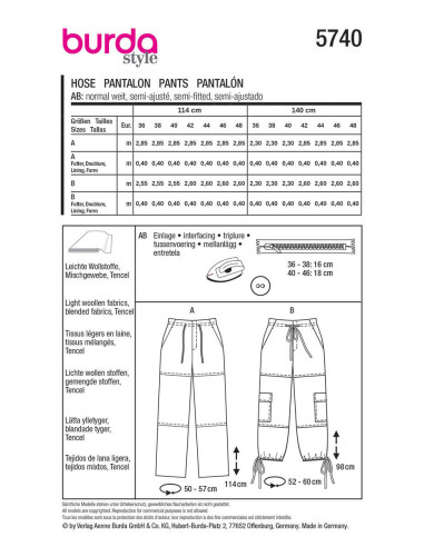 Modello di pantaloni - Burda 5740
