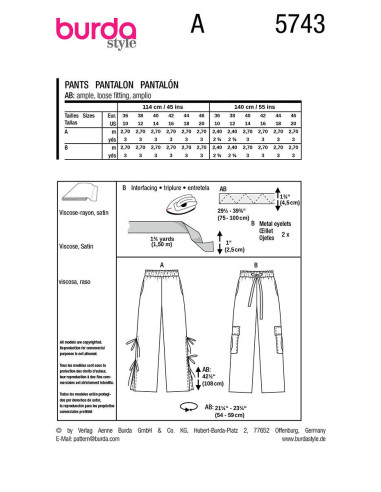 Modello di pantaloni - Burda 5743