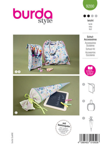 Modello di accessori scolastici - Burda 9200