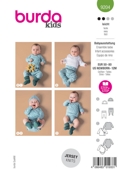 Modello per completo bebè - Burda 9204