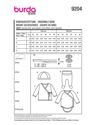 Modello per completo bebè - Burda 9204