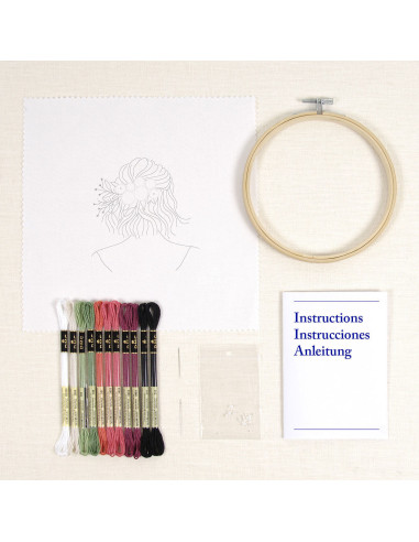 Kit ricamo - Acconciatura floreale