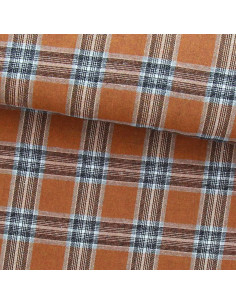 Tessuto flanella tartan scozzese - Arancione e grigio