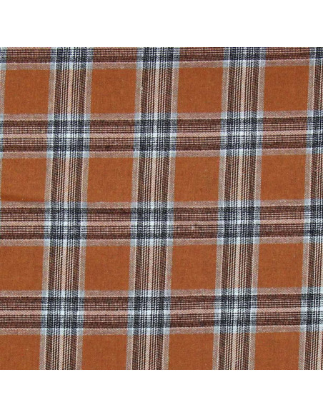 Tessuto flanella tartan scozzese - Arancione e grigio