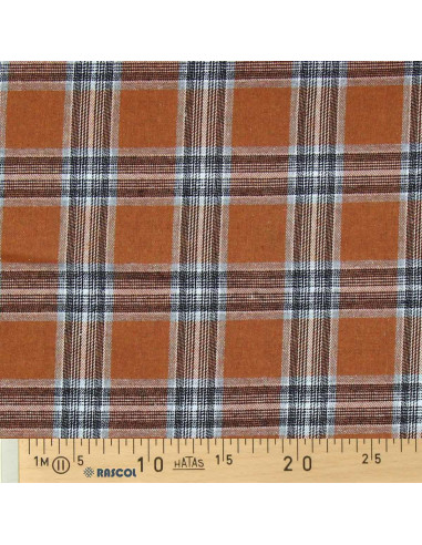 Tessuto flanella tartan scozzese - Arancione e grigio