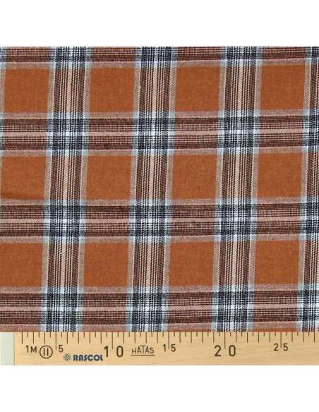 Tessuto flanella tartan scozzese - Arancione e grigio