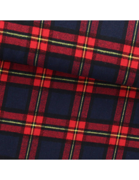 Tessuto flanella tartan scozzese - Blu e rosso