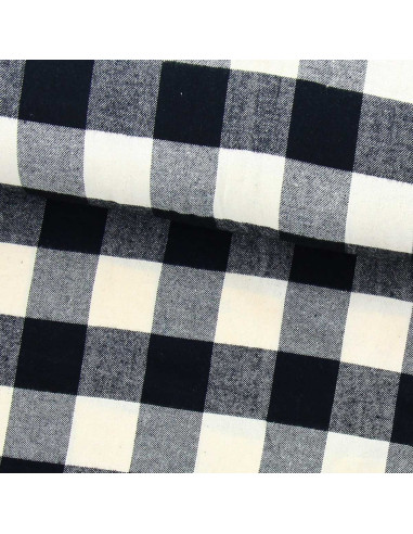 Tessuto flanella tartan scozzese - Ecru e nero