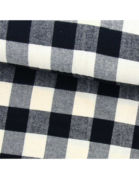 Tessuto flanella tartan scozzese - Ecru e nero