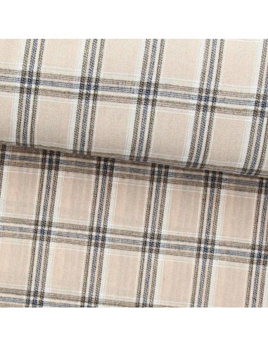 Tessuto flanella tartan scozzese - Beige e grigio