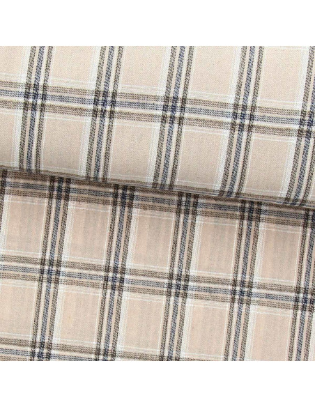 Tessuto flanella tartan scozzese - Beige e grigio
