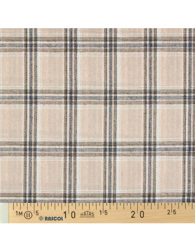 Tessuto flanella tartan scozzese - Beige e grigio