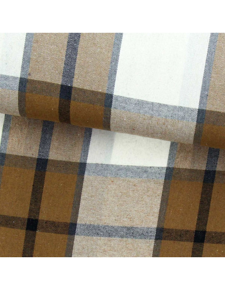 Tessuto flanella tartan scozzese - Beige, écru e grigio