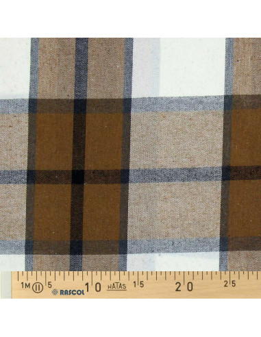 Tessuto flanella tartan scozzese - Beige, écru e grigio