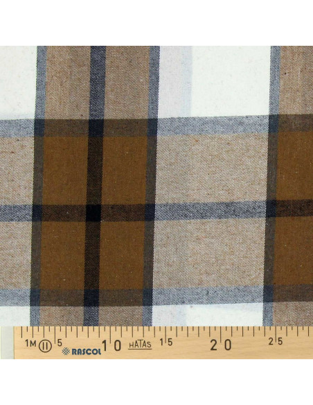 Tessuto flanella tartan scozzese - Beige, écru e grigio