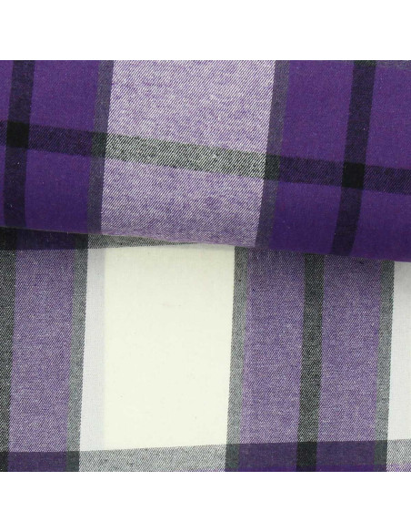Tessuto flanella tartan scozzese - Viola e écru